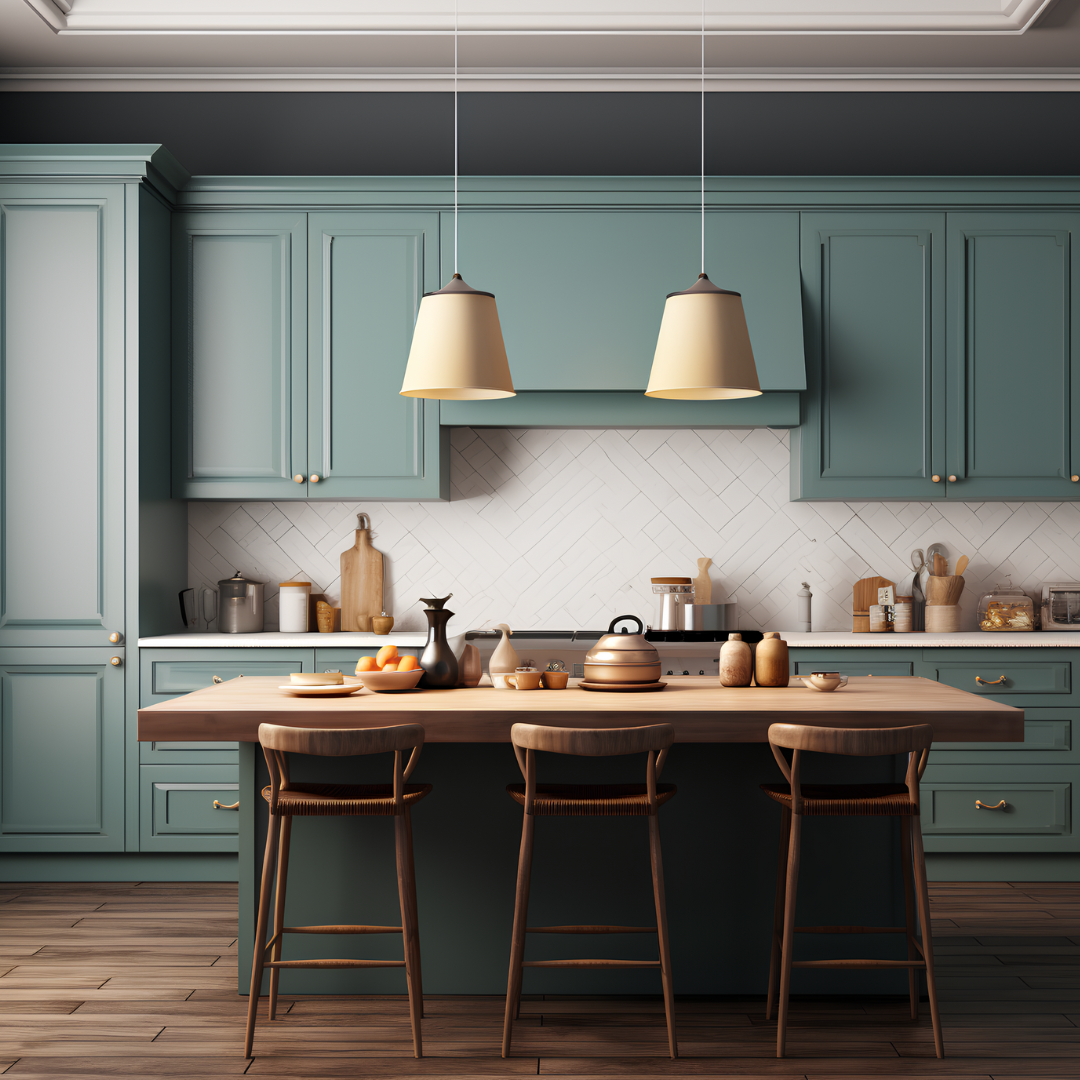 green kitchen cabinets